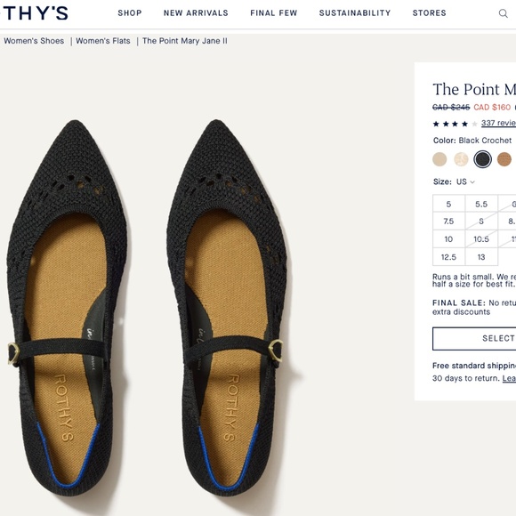 Rothy's The Point Mary Jane II Pointed Toe Flats in Black Crochet - Picture 8 of 8